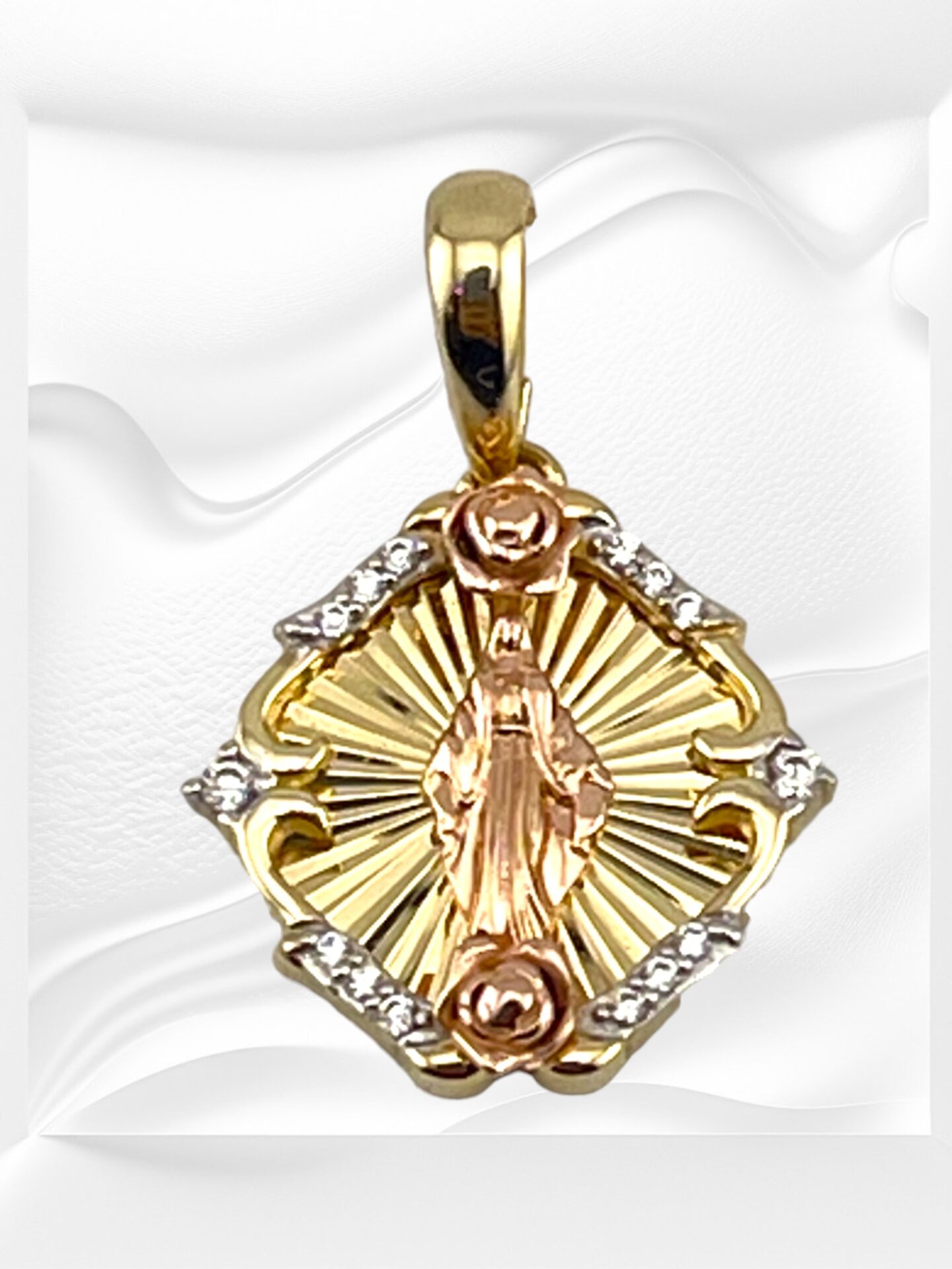 14K Two Tone Yellow / Rose Gold "Mother Mary"  Charm 