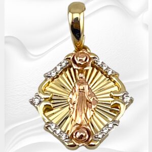 14K Two Tone Yellow / Rose Gold "Mother Mary"  Charm 