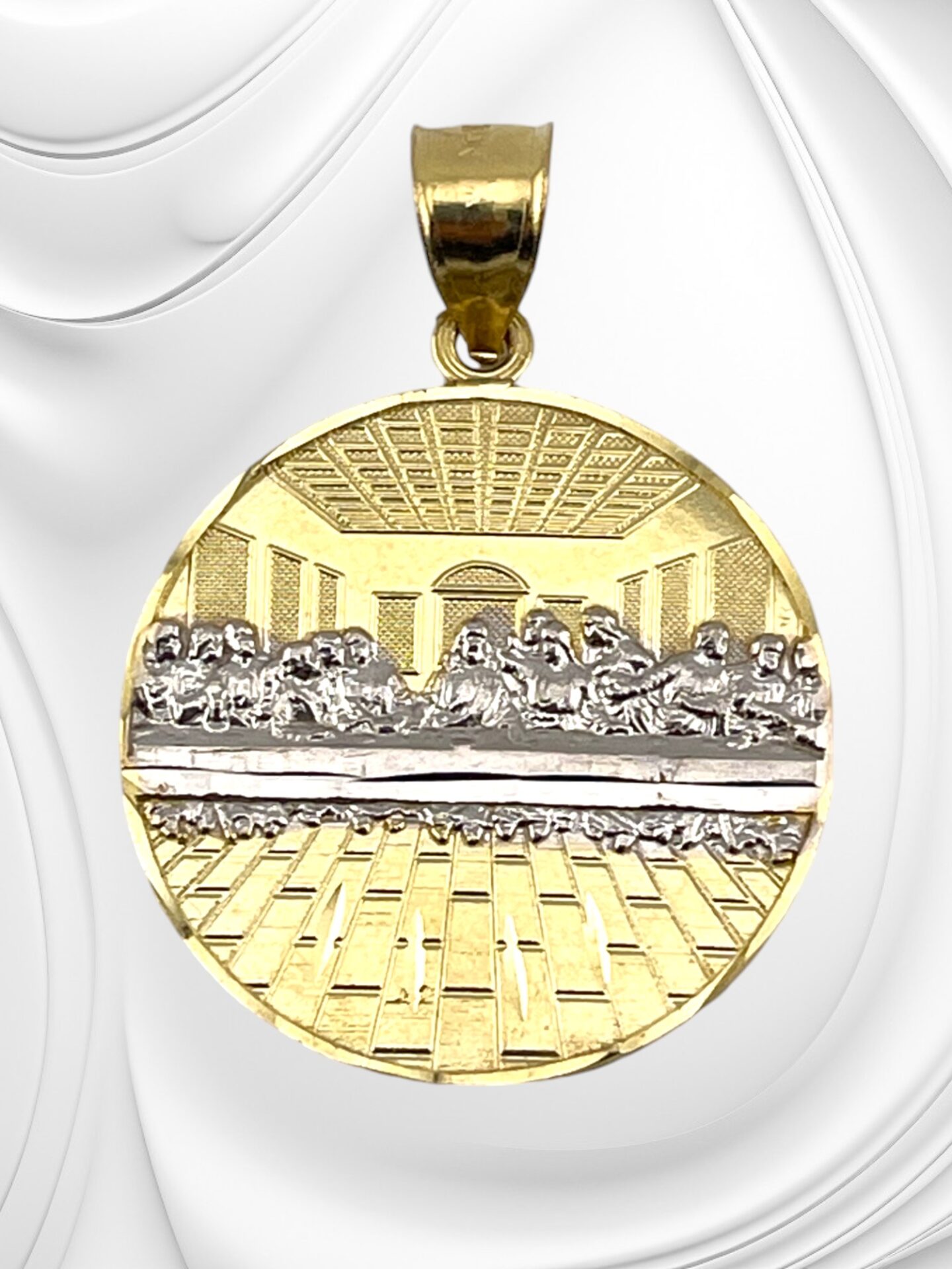 10K Two Tone Yellow/ White Gold Last Supper Charm / Pendant