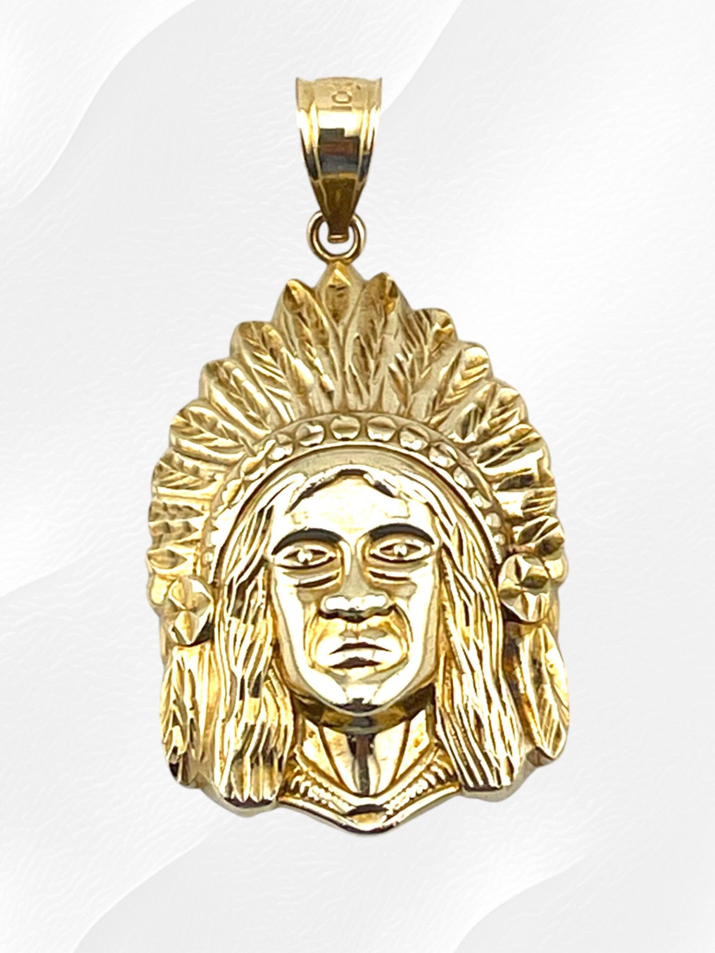 10K Yellow Gold Indian Head Pendant 