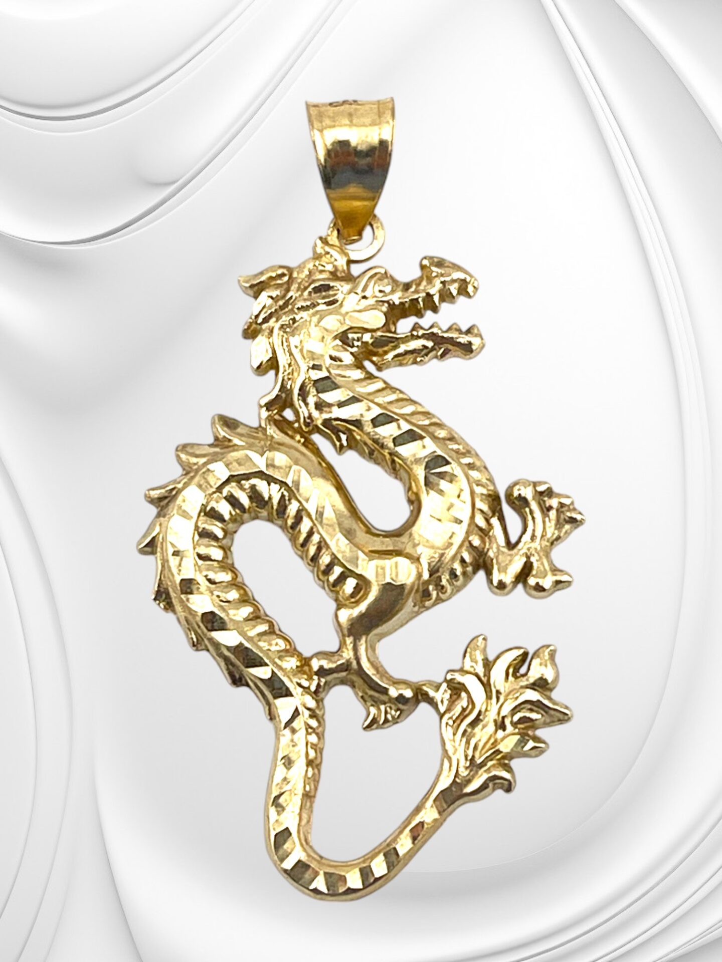 10K Yellow Gold Chinese Dragon Pendant