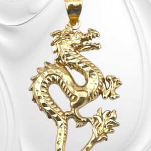 10K Yellow Gold Chinese Dragon Pendant