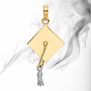 14K Yellow Gold Graduation Cap 3-D Charm 