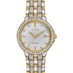 Citizen Eco-Drive Silhouette Crystal Accent Two-Tone Silver-Tone Dial Ladies Watch(Model: EW2344-57A)