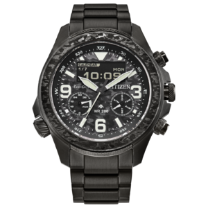 Citizen Eco-Drive Promaster Land Combination World Timer "Limited Edition" Black Dial / PVD Black Steel Bracelet Men's Watch (Model: JV1008-63E)