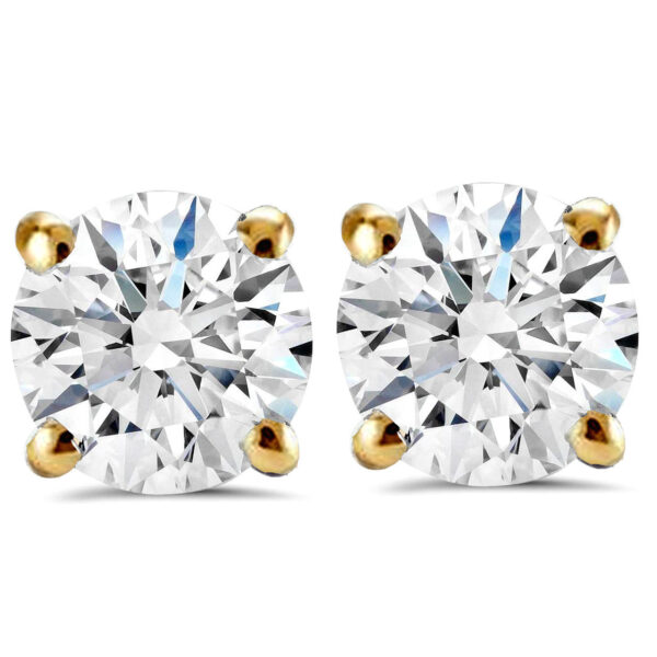 1.53Ctw VS2 G-H Diamond Solitaire Studs Earrings 14K Yellow Gold