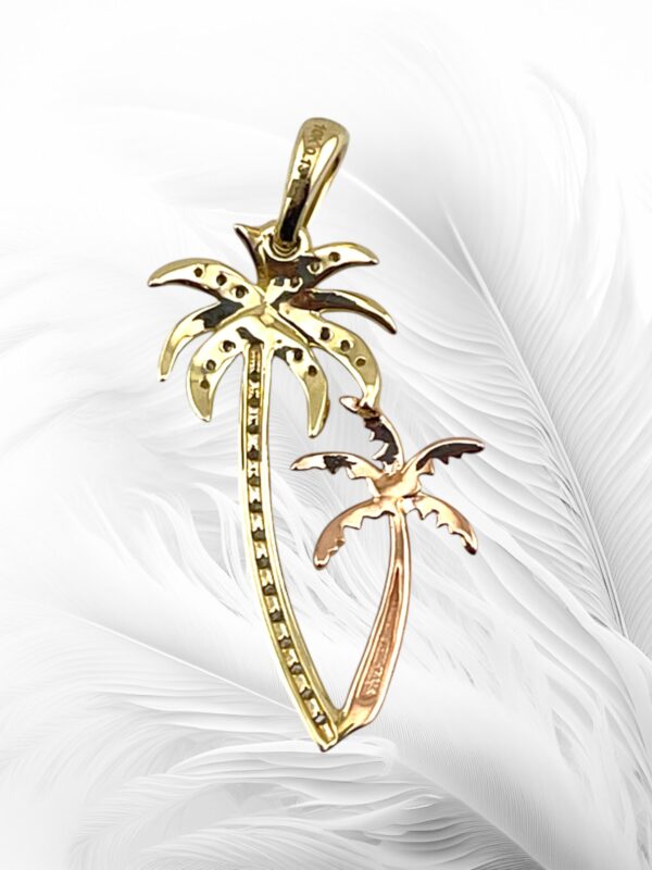 10K Two-Tone Gold and Rose Gold Diamond Palm Tree Pendant / Charm - Image 2