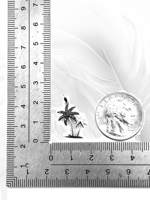 10K White Gold Blue Diamond Palm Tree Pendant / Charm - Image 3