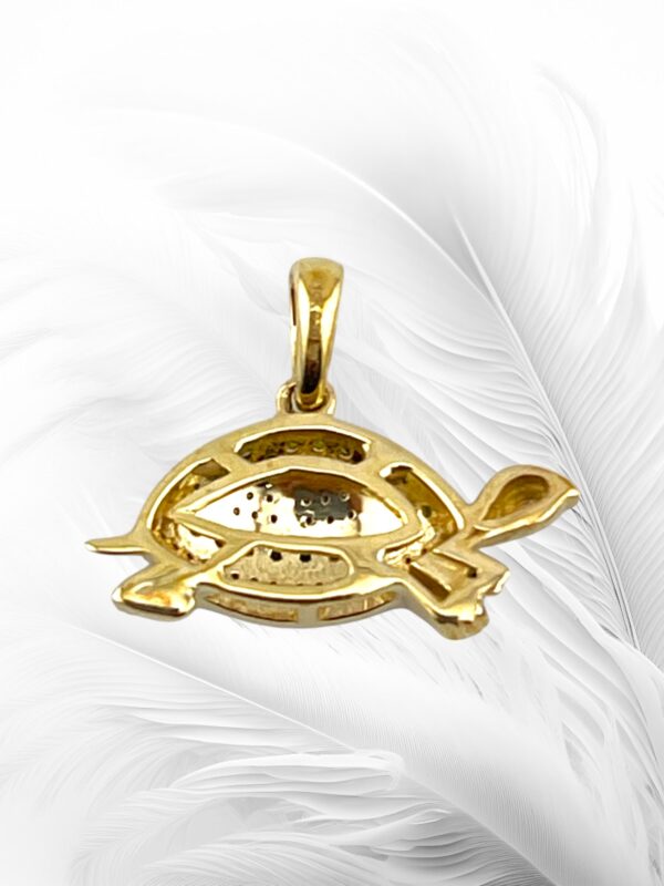 10K Yellow Gold Diamond Turtle Pendant - Image 2