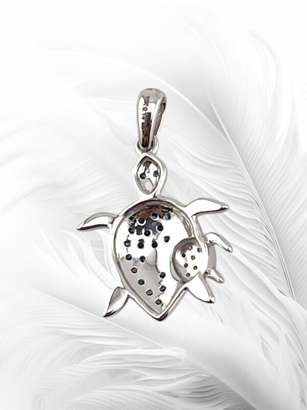 10K Yellow Gold Diamond Turtle with Baby Turtle Pendant - Image 2