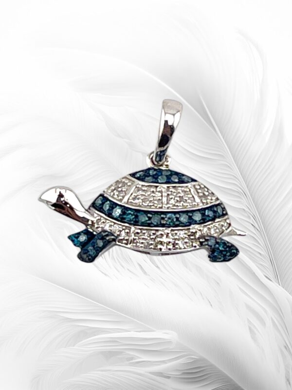 10K Yellow Gold Diamond Turtle Pendant - Image 3