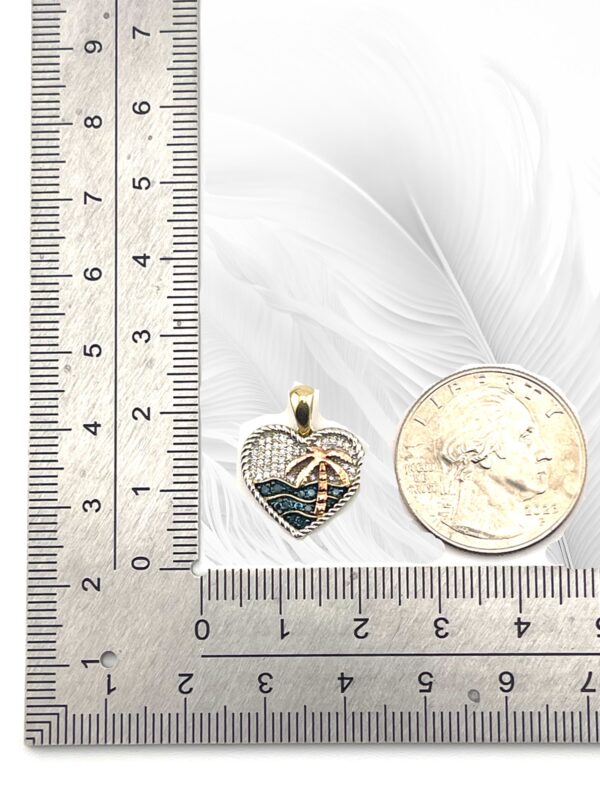 10K Yellow Gold Diamond Palm Tree Island Pendant/ Charm - Image 2