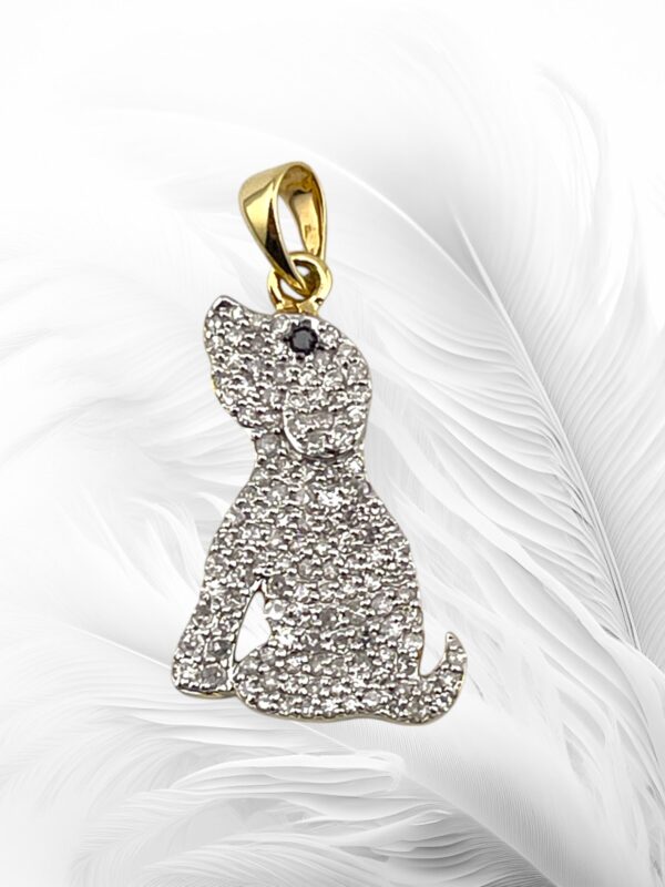 10K Yellow Gold Diamond DOG Pendant/ Charm