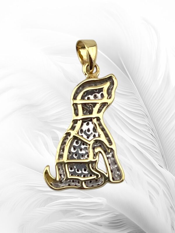 10K Yellow Gold Diamond DOG Pendant/ Charm - Image 2