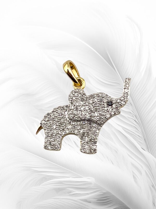 10K Yellow Gold Diamond Elephant  Pendant/ Charm