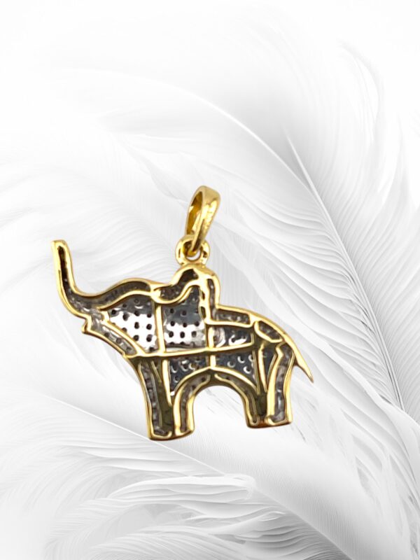 10K Yellow Gold Diamond Elephant  Pendant/ Charm - Image 2