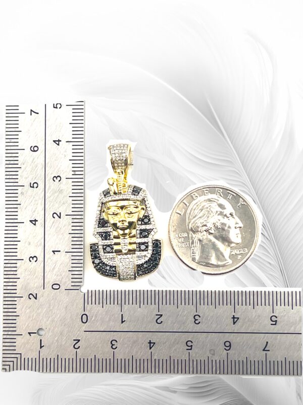 10K Yellow Gold Diamond Egyptian Pharaoh Pendant 0.83Ctw RD - Image 3