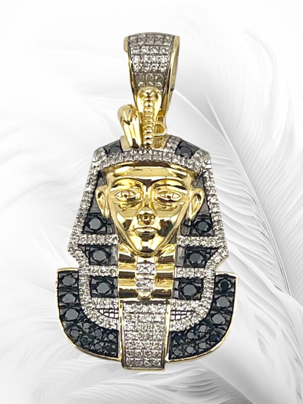 10K Yellow Gold Diamond Egyptian Pharaoh Pendant 0.83Ctw RD