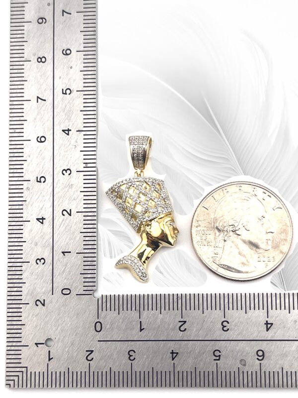 10K Yellow Gold Diamond  Nefertiti  Pendant 0.34Ctw RD - Image 3