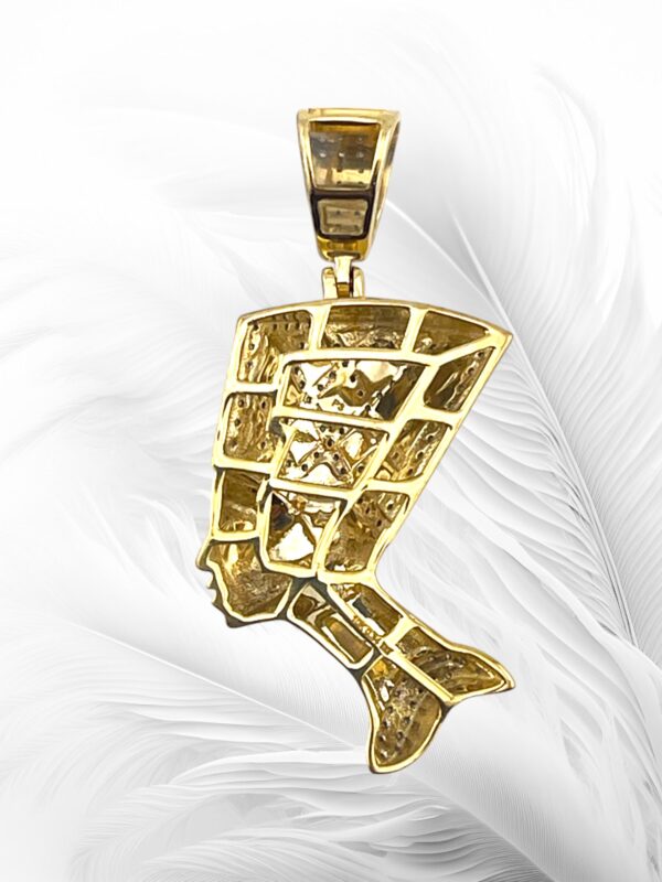 10K Yellow Gold Diamond  Nefertiti  Pendant 0.34Ctw RD - Image 2