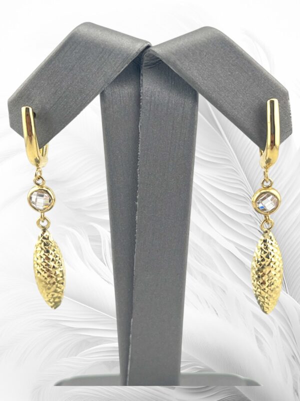 10K Yellow Gold Dangling Oval Earrings - Image 4