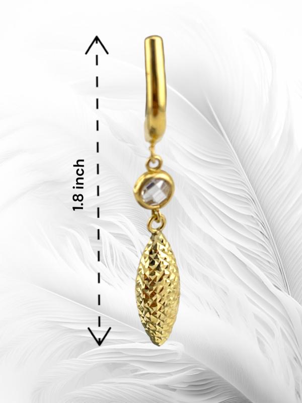 10K Yellow Gold Dangling Oval Earrings - Image 3