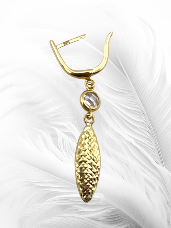 10K Yellow Gold Dangling Oval Earrings - Image 2