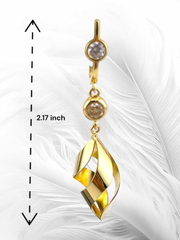 10K Yellow Gold Spiral Dangling Earrings - Image 3