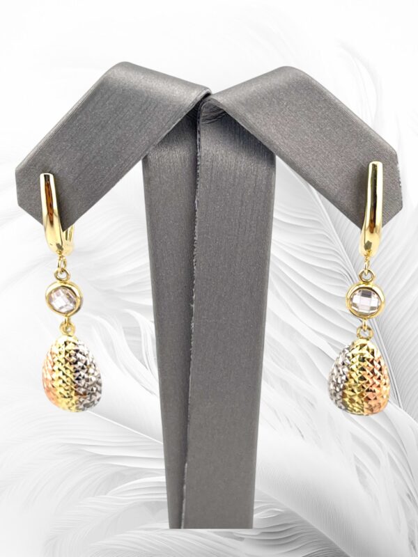 10K Yellow Gold Pear Shape Dangling Earrings - Image 4