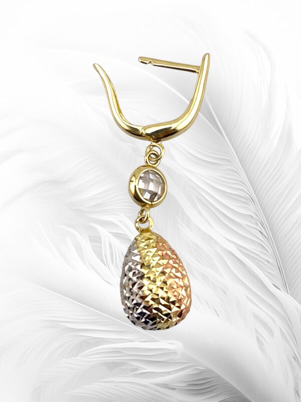 10K Yellow Gold Pear Shape Dangling Earrings - Image 3