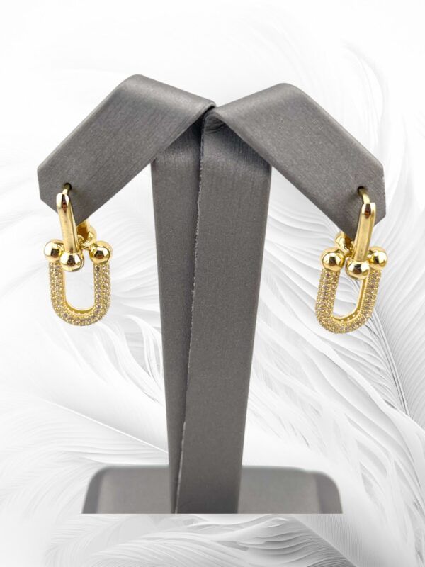 10K Yellow Gold Paper Clip Dangling Earrings - Image 4