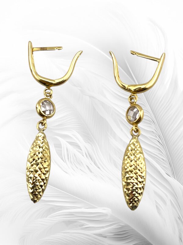 10K Yellow Gold Dangling Oval Earrings