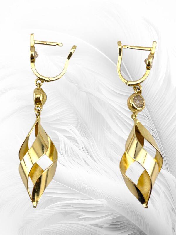 10K Yellow Gold Spiral Dangling Earrings