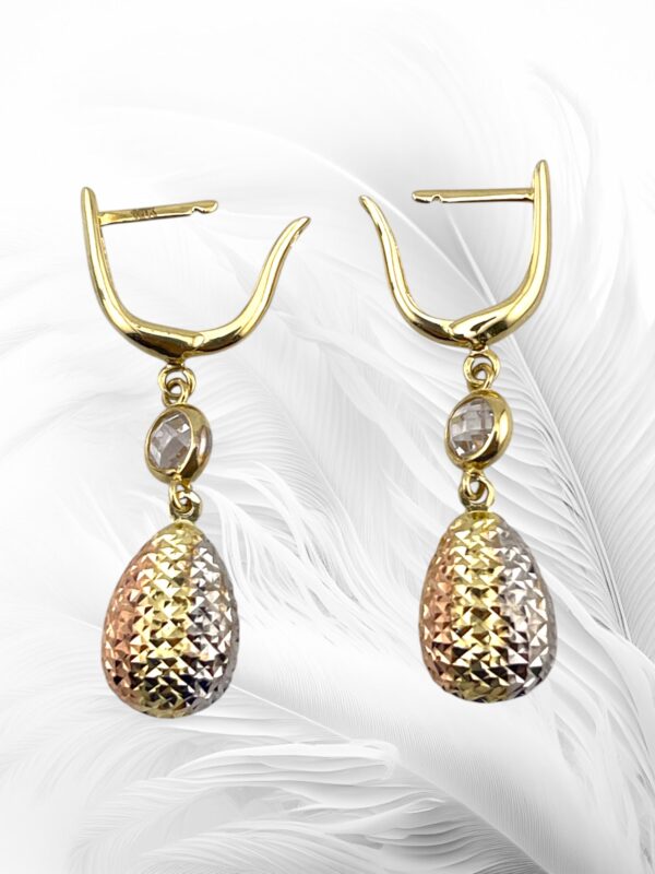 10K Yellow Gold Pear Shape Dangling Earrings