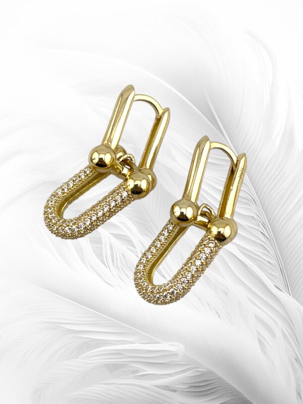 10K Yellow Gold Paper Clip Dangling Earrings