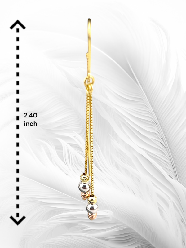 10K Tri-Color Gold Dangling Earrings  - Image 2