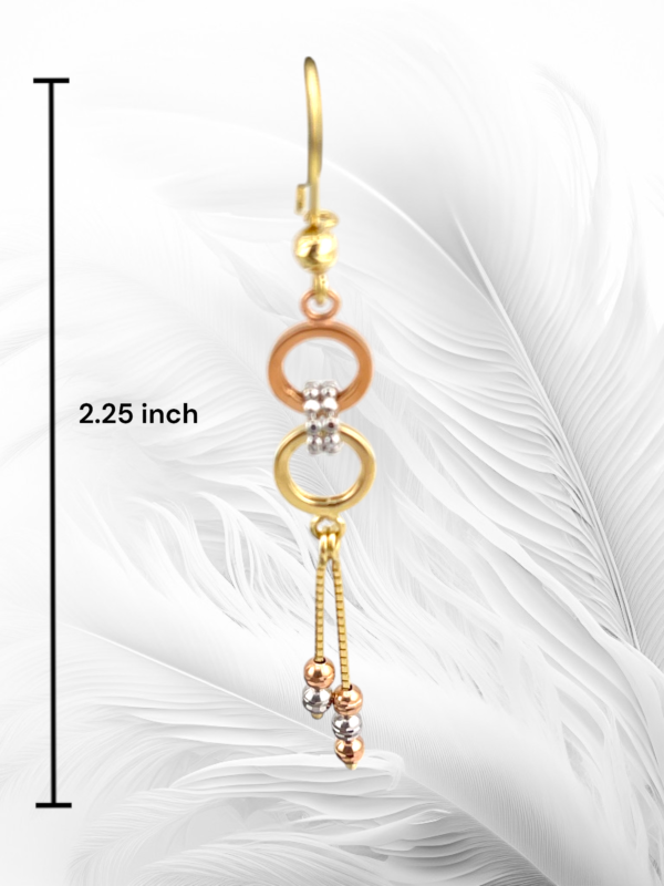 10K Tri-Color Gold Dangling Earrings - Image 2