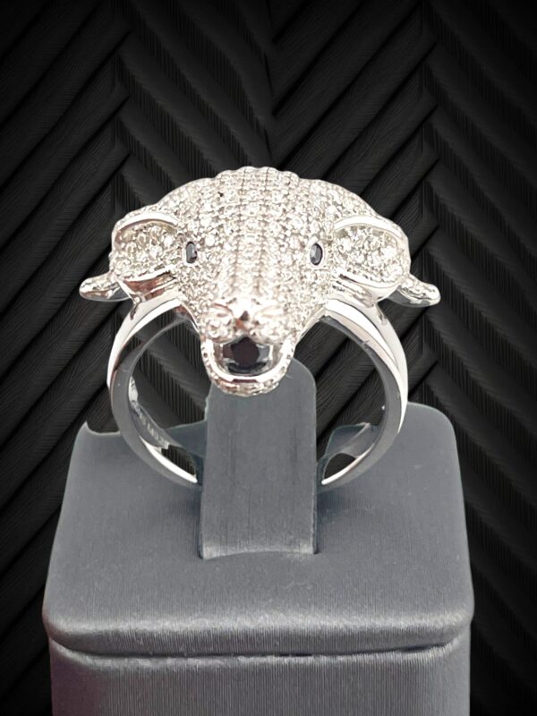 925 Sterling Silver Moissanite GOAT Men's Ring  - Image 2