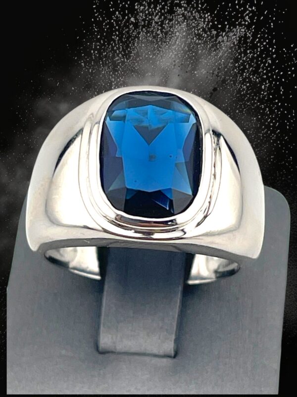 925 Sterling Silver Blue Sapphire Men’s Ring