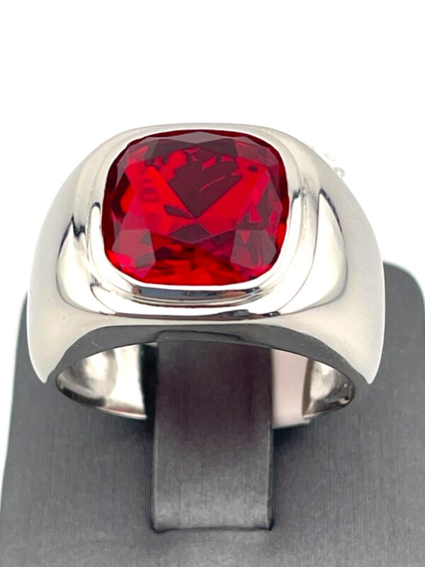 925 Sterling Silver Red Ruby Men’s Ring - Image 2