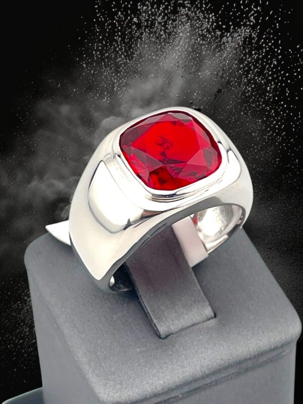 925 Sterling Silver Red Ruby Men’s Ring