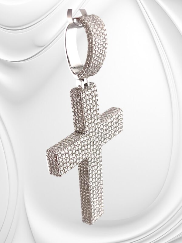 925 Sterling Sliver Moissanite "CROSS" Pendant - Image 2