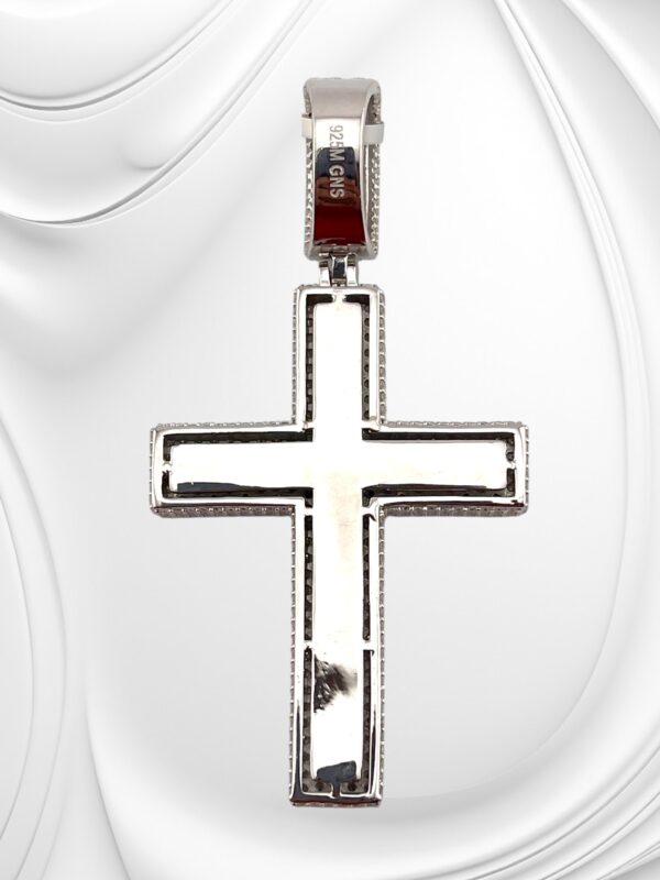 925 Sterling Sliver Moissanite "CROSS" Pendant - Image 3