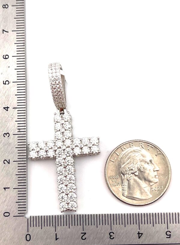 925 Sterling Sliver Moissanite "CROSS" Pendant - Image 4