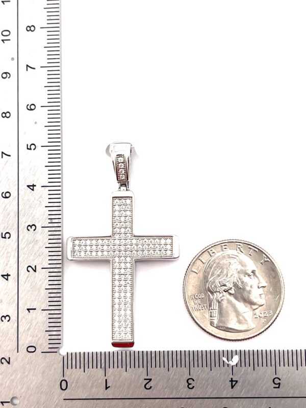 925 Sterling Sliver 0.98Ctw Moissanite "CROSS" Pendant - Image 4