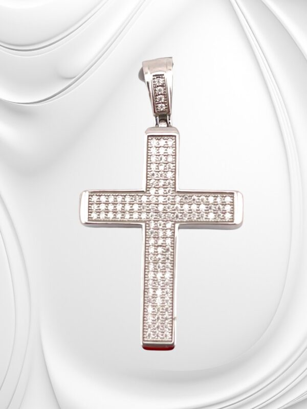 925 Sterling Sliver 0.98Ctw Moissanite "CROSS" Pendant