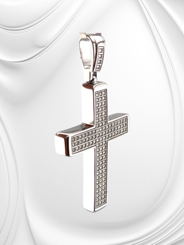 925 Sterling Sliver 0.98Ctw Moissanite "CROSS" Pendant - Image 3