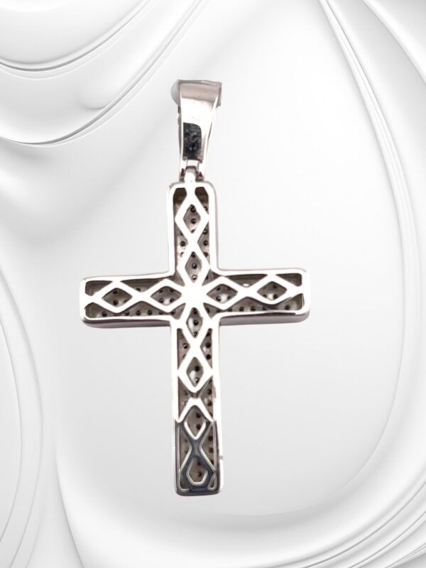 925 Sterling Sliver 0.98Ctw Moissanite "CROSS" Pendant - Image 2