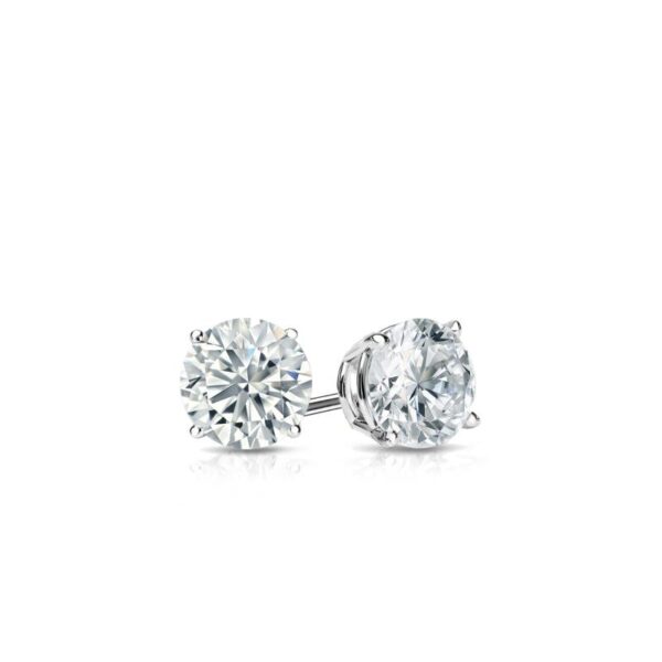 2.05Ctw VS2 G-H Diamond Solitaire Studs Earrings 14K White Gold - Image 2