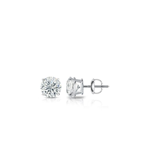 2.05Ctw VS2 G-H Diamond Solitaire Studs Earrings 14K White Gold - Image 3